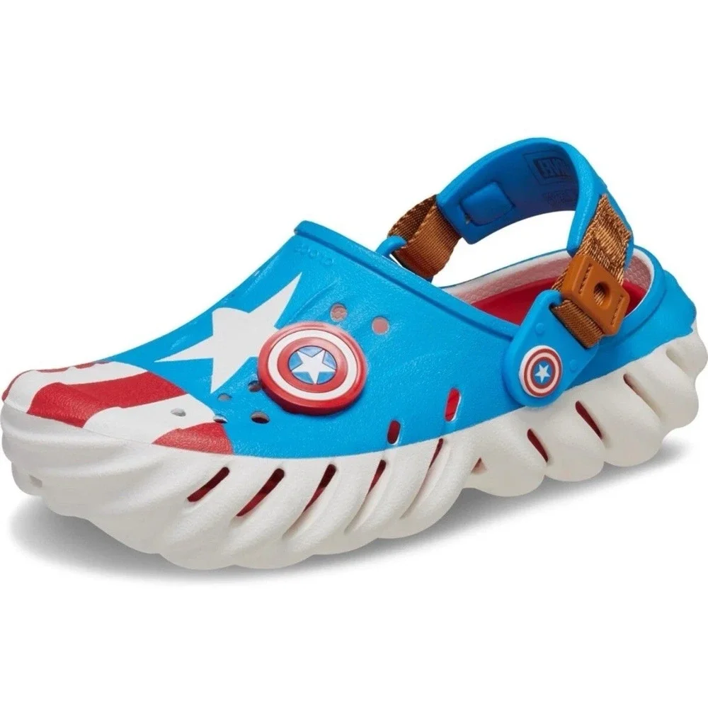 Marvel x Crocs Captain America Super‎ Hero Echo Clogs Kids Size J 6 NEW